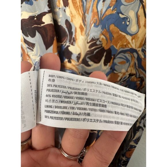 Abercrombie & Fitch Satin Slip Midi Dress Marble Print Multicolor Sz Large - Picture 10 of 11